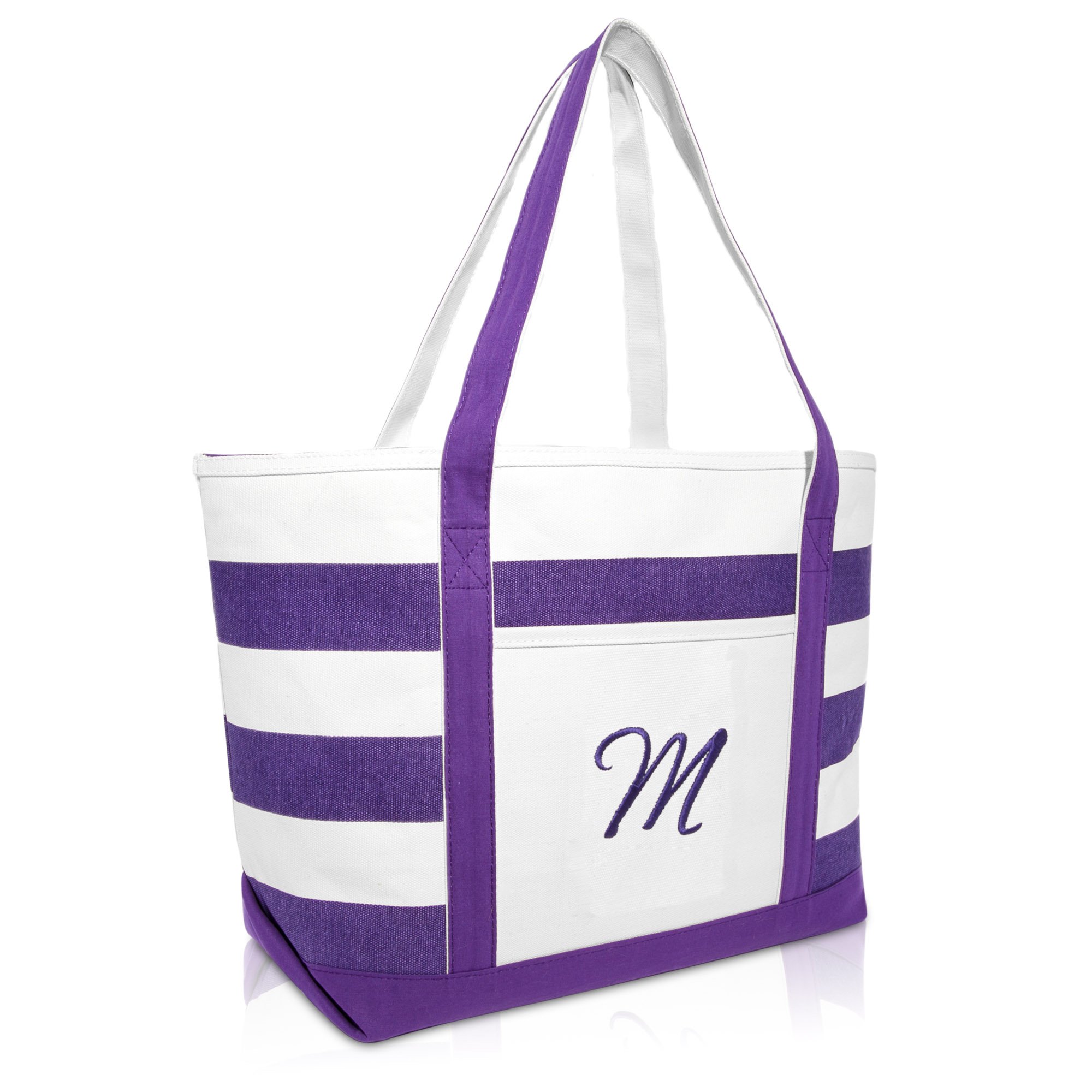 DALIX Monogrammed Beach Bag and Totes for Women Personalized Gifts Purple M