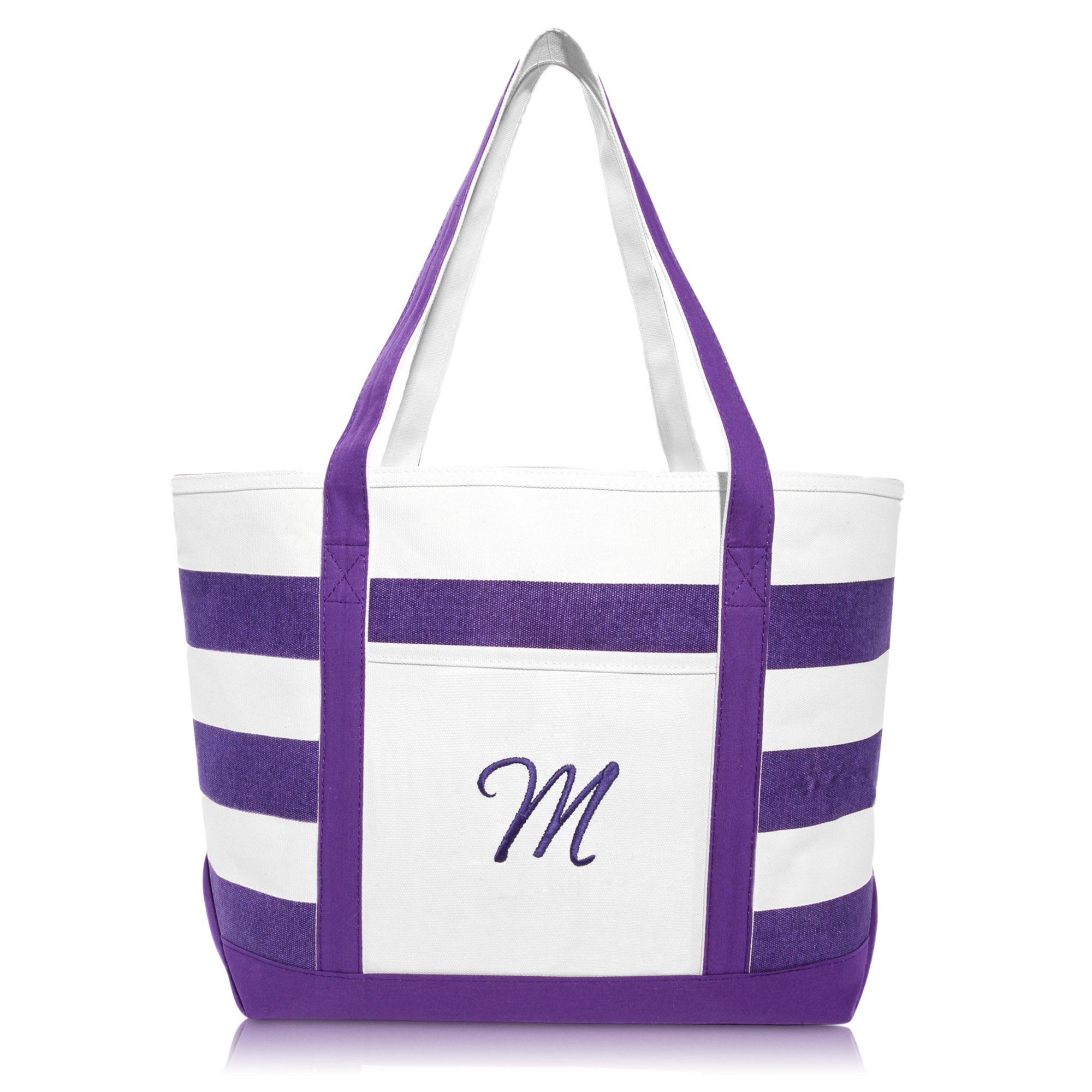 DALIX Monogrammed Beach Bag and Totes for Women Personalized Gifts Purple M