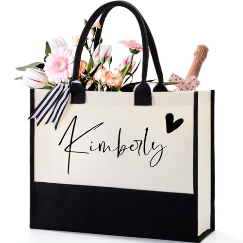 GlisterGlow Tote Bag for Women - Personalized Teacher Gifts, Large Canvas, Zipper, Cotton Lining