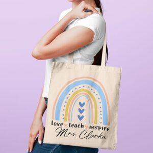 Personalized Teacher’s Day Tote Bag w/Name & Text – Customized Teacher Appreciation Gifts – Custom Canvas Shoulder Bag – Customize Gift for Women