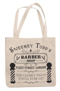 mighty circus sweeney todd's barber shop 100% cotton reuseable grocery tote