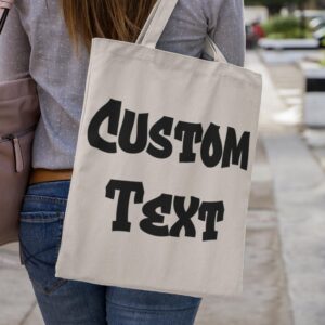 Personalized Your Text Here Tote Bag – Customized Bridesmaid Shoulder Bag – Custom Beach Canvas Shoulder Bag – Customize Grocery Bag