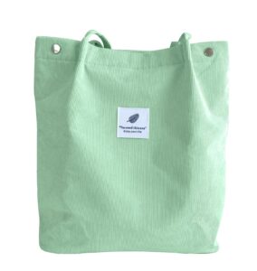 ellames women's shoulder handbags women corduroy tote bag big capacity with pockets for office school green