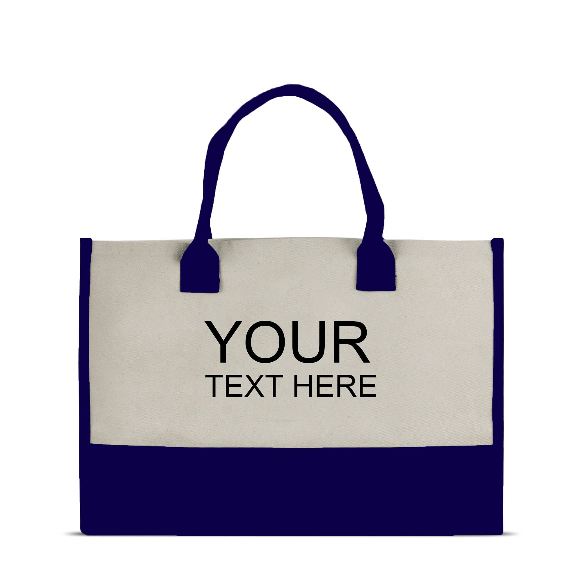 VANESSA ROSELLA Personalized 100% Cotton Canvas Chic Tote Bag (Navy - Customize)