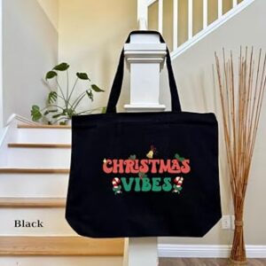 Women Christmas Bag, Christmas Vibes Tote Bag, Tote Bag Aesthetic, Holiday Gift Bag, Christmas Family Gift Bags, Customized Christmas Bag