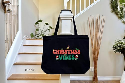 Women Christmas Bag, Christmas Vibes Tote Bag, Tote Bag Aesthetic, Holiday Gift Bag, Christmas Family Gift Bags, Customized Christmas Bag