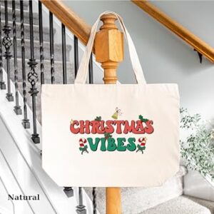 Women Christmas Bag, Christmas Vibes Tote Bag, Tote Bag Aesthetic, Holiday Gift Bag, Christmas Family Gift Bags, Customized Christmas Bag