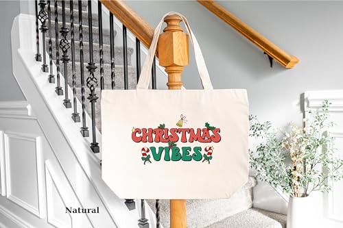 Women Christmas Bag, Christmas Vibes Tote Bag, Tote Bag Aesthetic, Holiday Gift Bag, Christmas Family Gift Bags, Customized Christmas Bag