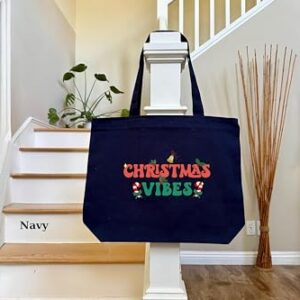 Women Christmas Bag, Christmas Vibes Tote Bag, Tote Bag Aesthetic, Holiday Gift Bag, Christmas Family Gift Bags, Customized Christmas Bag