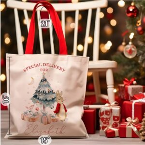 Zexpa Apparel Customized Christmas Santa Gift Bag, Custom Totes For Holiday Presents, Personalized Xmas Gifts Pouch