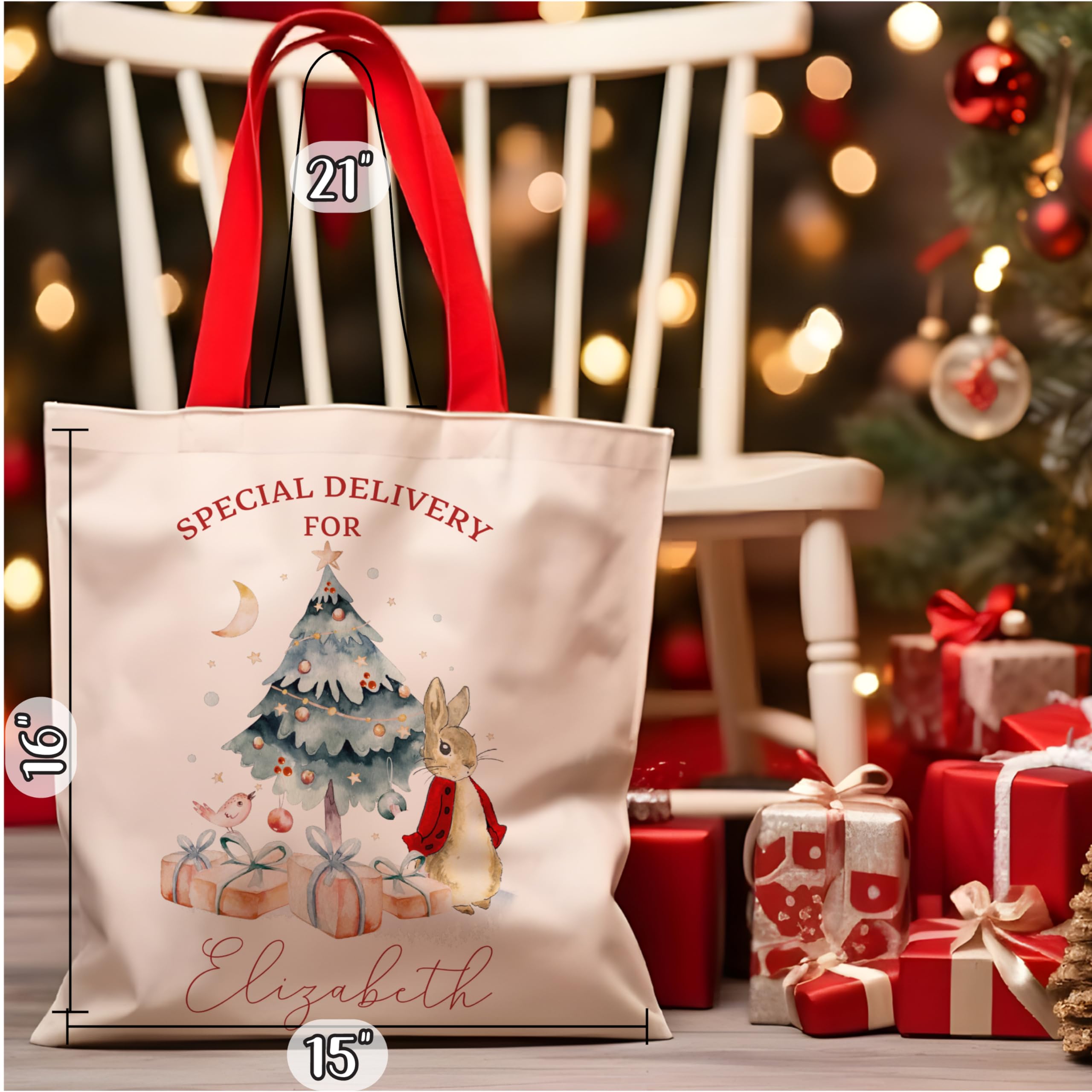 Zexpa Apparel Customized Christmas Santa Gift Bag, Custom Totes For Holiday Presents, Personalized Xmas Gifts Pouch