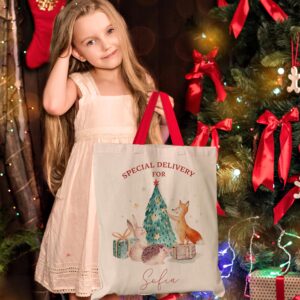 Zexpa Apparel Customized Christmas Santa Gift Bag, Custom Totes For Holiday Presents, Personalized Xmas Gifts Pouch