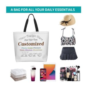 Personalized Beach Bags Custom Totes Bag For Women Custom Bags With Your Logo Text Name Image Photo Customizable Tote Bags For Shopping Travel Beach Work