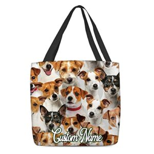 nazenti personalized dog tote bag- a bunch of jack russell terriers tote bag- customized quote and name- all over print two side tote bags custom dog- gift for women, mother, grandma