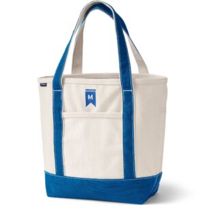 lands' end natural open top canvas tote natural/beacon blue no szmedium