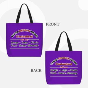 Custom Personalized Tote Bag Custom Bags Women Shoulder Handbag Dark Purple Customize Totes With Your Team Logo Text Image Customized Gifts