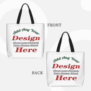 Tote Bags for Women Customized Shopping Bags Beach Bag Travel Bags Personalized Gifts White Customized Shoulder Bags with Your Own Logo Image Text Name