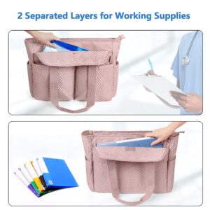 Fasrom Nurse Bag for Work Nurses with Laptop Sleeve, Clinical Tote Bag for Nursing Students or Doctors, Pink (Empty Bag Only)