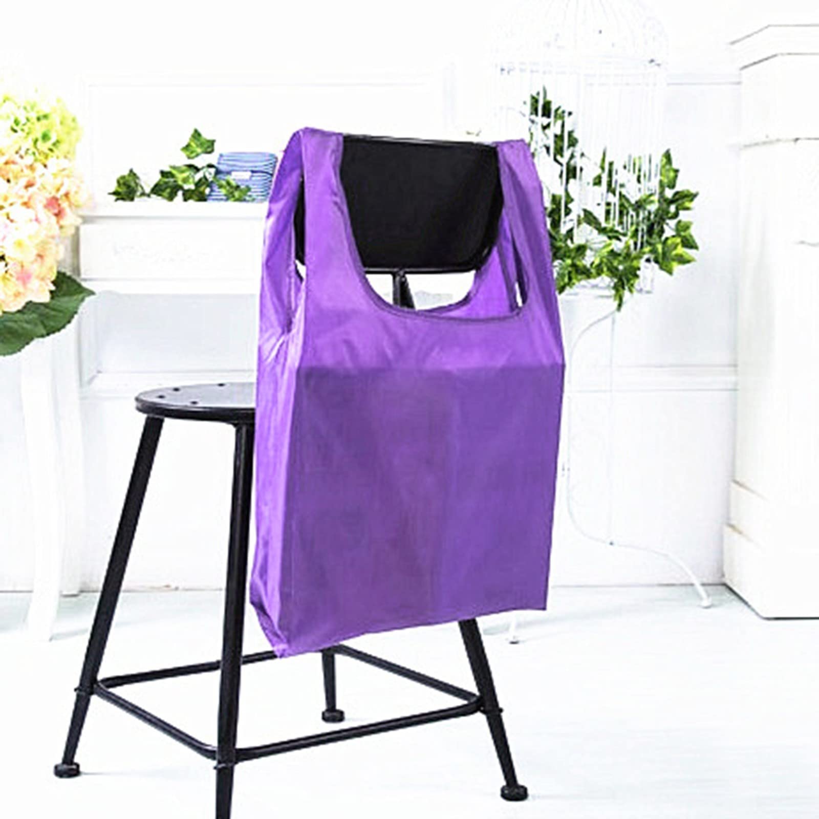 Grocery Tote Bags Cloth Reusable Foldable Recycle for Shopping Compact Handles Bulk Heavy Duty Strong Water Resistant Lightweight Pouch for Supermarket,Purple Clearence