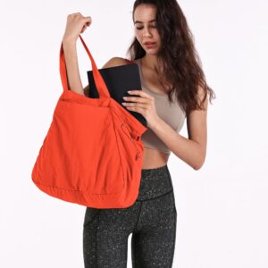 ODODOS 18L Side-Cinch Shopper Bags Lightweight Shoulder Bag Tote Handbag for Shopping Workout Beach Travel, Spicy Orange