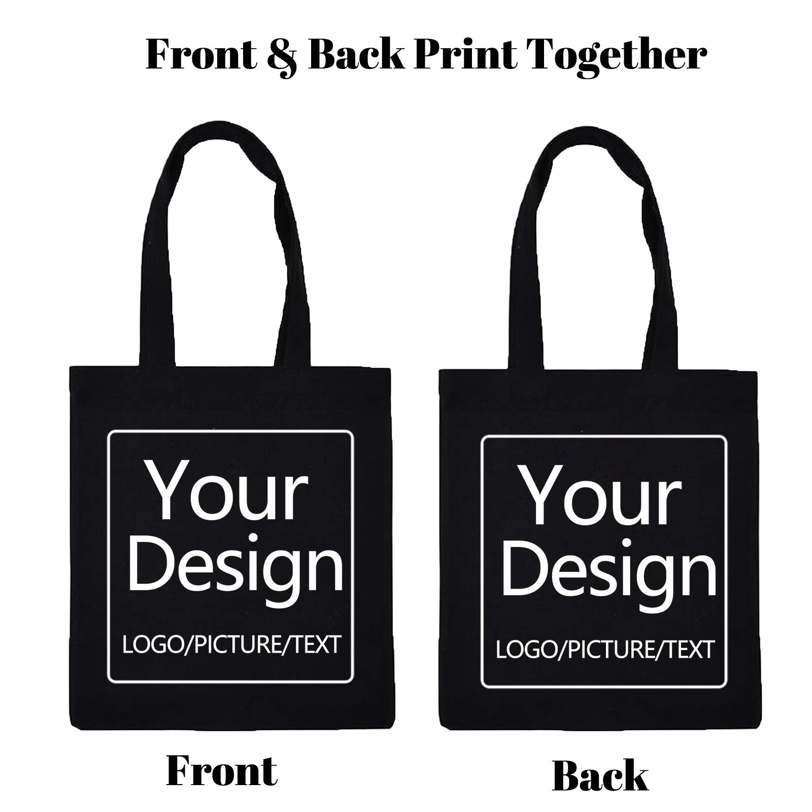 KEEVICI Double-sided Printing To Customize Your Own Personalized Canvas Tote Bag (1,Black)