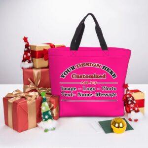 Custom Personalized Tote Bag Custom Bags For Work Travel Shopping Women Shoulder Handbag Customize Tote Bags Gift With Your Team Logo Text Image Photo Name