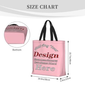 Custom Tote Bag For Women Add Your Own Logo Photo Image Text Name Shoulder Bag Handbag Pink Customize Bag For Shopping Travel Business Work Beach Personalized Gift