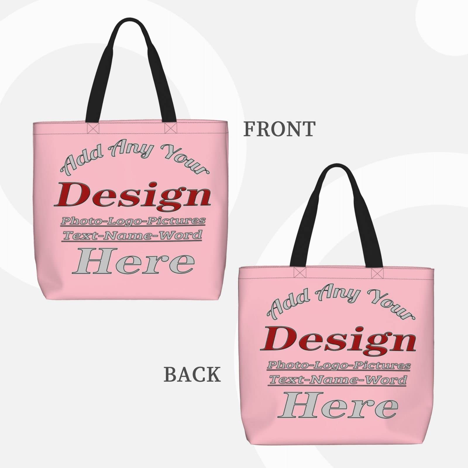 Custom Tote Bag For Women Add Your Own Logo Photo Image Text Name Shoulder Bag Handbag Pink Customize Bag For Shopping Travel Business Work Beach Personalized Gift