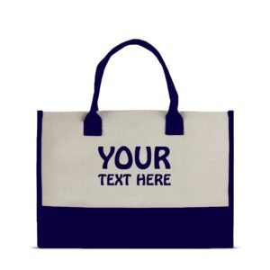 vanessa rosella monogram tote bag with 100% cotton canvas and a chic personalized monogram (navy customize)