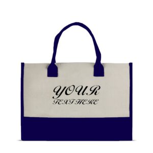 VANESSA ROSELLA Monogram Tote Bag with 100% Cotton Canvas and a Chic Personalized Monogram (Navy Customize)