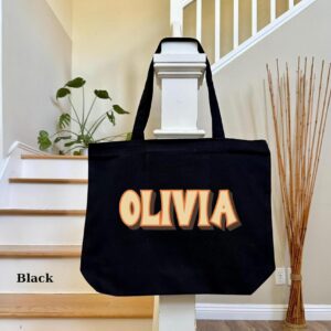 Personalized Tote Bag With Zipper, Bachelorette Gift, Wedding Gift, Tote Bag With Zipper, Custom Tote Bag, Customized Gift Bag