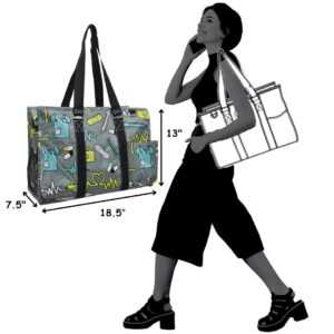 NGIL Zip-Top Tote Bag with Exterior Pockets for Working Women, Nurses, and Moms, Design in USA (Nurse Black)