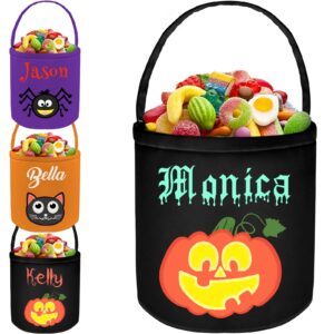 personalized halloween basket custom trick or treat bucket customized name pumpkin tote canvas baskets gifts for boy girl