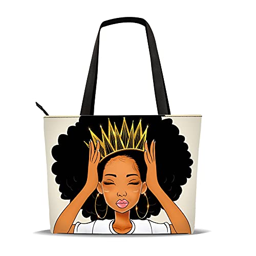 Tote Bag for Women Melanin Poppin Black History Month Shoulder Handbag Oxford Large Capacity Work Fit