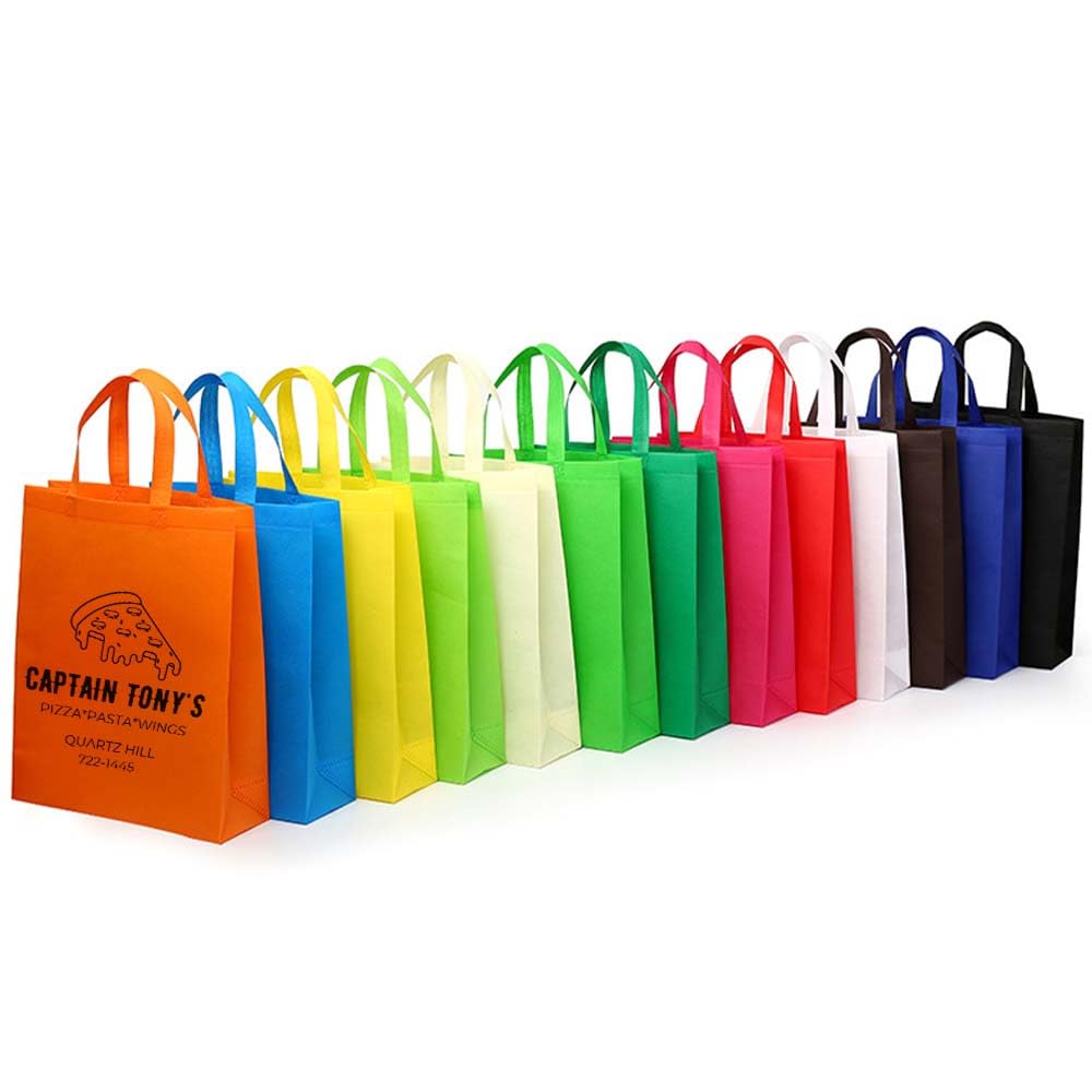 100PCS Custom Bulk Tote Bags Personalized Grocery Shopping Bag Reusable Non-Woven Hand Bags with Your Business Logo/Text (option 1:100pcs)