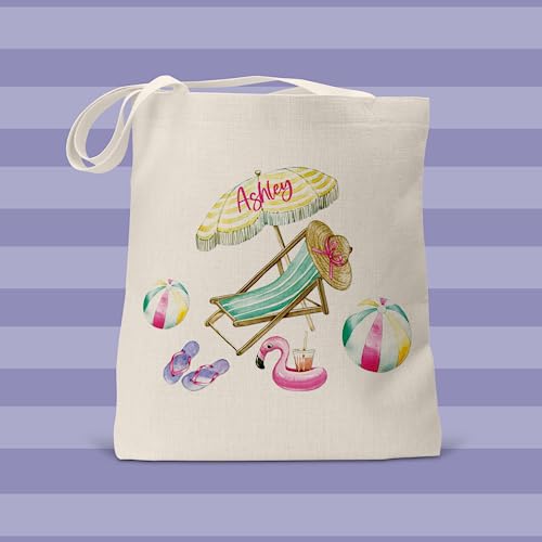 Personalized Summer Pool Party-Themed Tote Bag - Custom Beach Bag - Bachelorette Party Gifts - Customized Reusable Grocery Shopping Bag - Gift For Her - Shoulder Tote