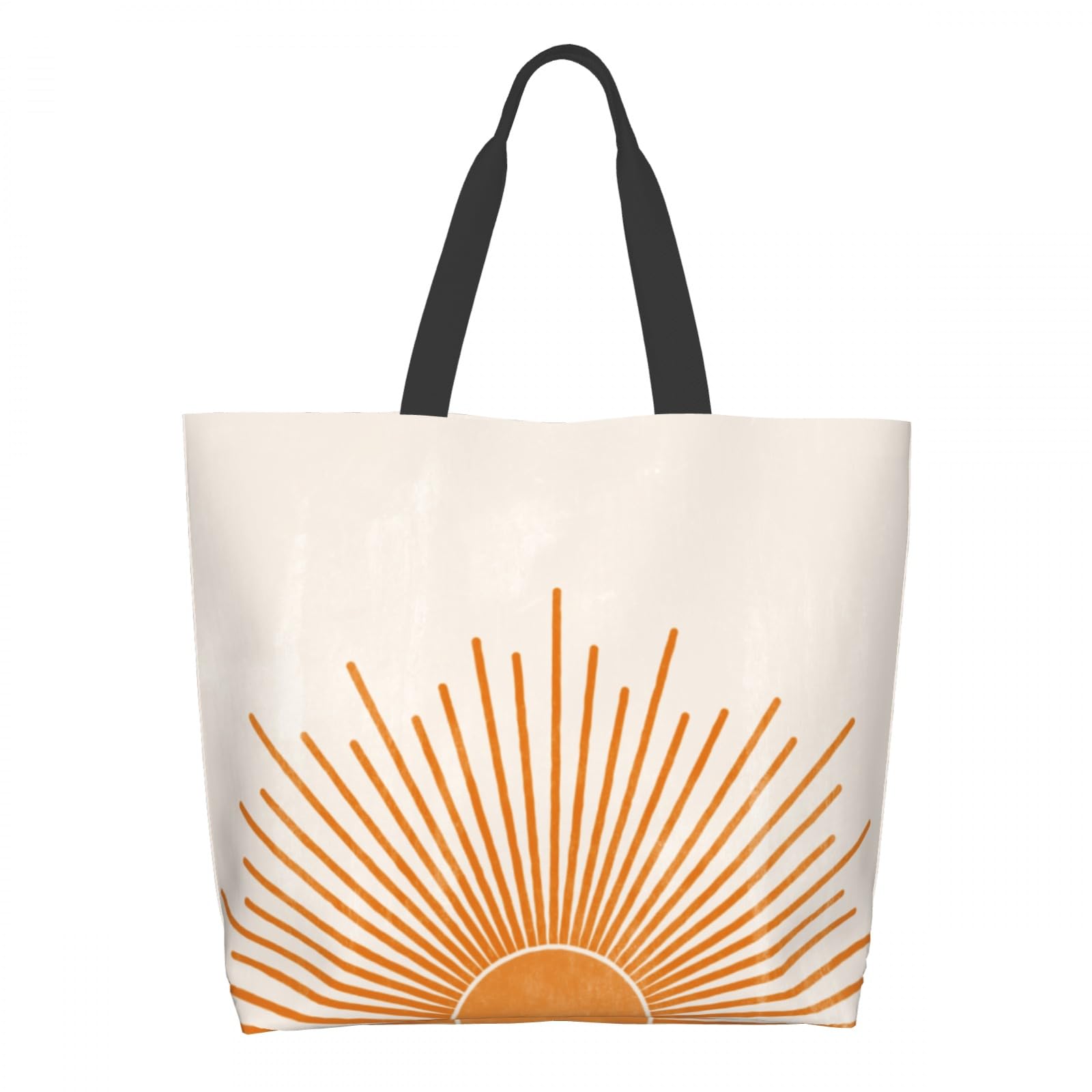 Cafl Boho Sun Sunshine Shoulder Bag Orange Bohemian Sun Tote Bag Large Reusable Eco-friendly Shopping Bags Portable Storage Handbag Convenient Shoppers for Gym Beach Travel Shopping