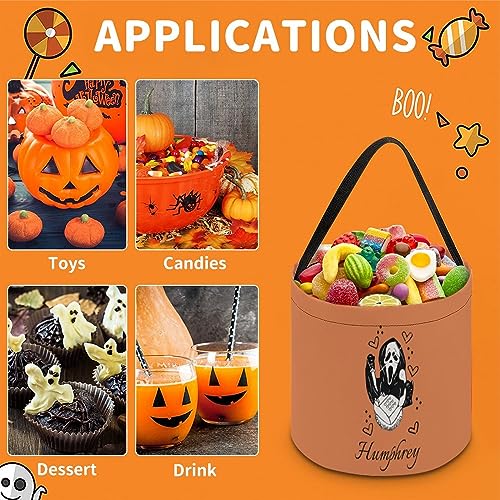 Personalized Halloween Tote Bags w/Name or Text 7.9 * 8.3 inch Customized Pumpkin Witch Black Cat Castle Skeleton Ghost Canvas Totes Bag for Trick Treat Goodie gift Halloween Gifts for Women Adults