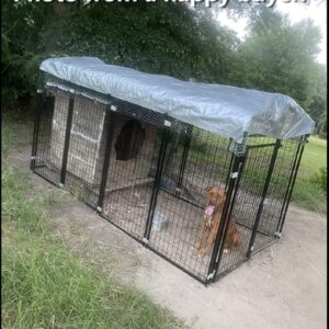 Omitree New Modular Dog Kennel Heavy Duty Welded Steel Panel Pet Cover 5' W x 10' L x 5.5' H