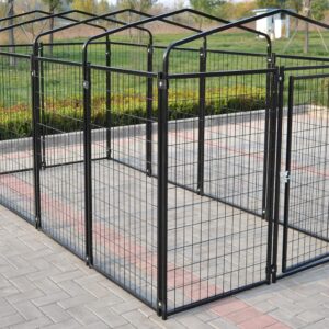 Omitree New Modular Dog Kennel Heavy Duty Welded Steel Panel Pet Cover 5' W x 10' L x 5.5' H