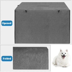 Deblue Grey 36 inches Dog Crate Cover, Heavy Duty Polyester Pet Kennel Covers Universal Fit for 1 2 Doors Standard Metal Crate (Grey)