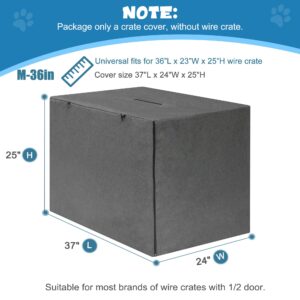 Deblue Grey 36 inches Dog Crate Cover, Heavy Duty Polyester Pet Kennel Covers Universal Fit for 1 2 Doors Standard Metal Crate (Grey)