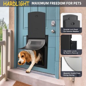 HARDLIGHT Extra Large Dog Door with Locking Panel, Pet Door, Tunnel Adjustable, Magnetic Flap Dog Door for Door, Strong and Rugged, for Pets up to 220lbs