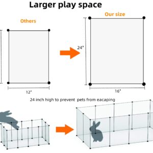 Pet Playpen,24 Inch Tall Puppy Playpen Portable Small Animals Playpen, Pet Fence Yard Fence for Puppy,Bunny,Guinea Pigs,Ferrets,Mice,Hamsters,Hedgehogs,Turtles