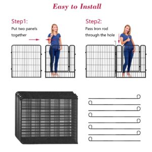 Dog Pen Outdoor Dog Fence Dog Playpen, 32 inch Pet Playpen 12 Panels Puppy Playpen Portable Dog Fences Outdoor Exercise Pen with Doors for RV,Camping,Yard