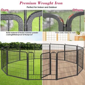 Dog Pen Outdoor Dog Fence Dog Playpen, 32 inch Pet Playpen 12 Panels Puppy Playpen Portable Dog Fences Outdoor Exercise Pen with Doors for RV,Camping,Yard