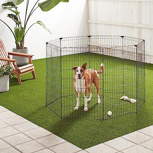 Amazon Basics Foldable Octagonal Metal Exercise Pet Play Pen for Dogs, Fence Pen, No Door, Large, 60 x 60 x 42 Inches, Black