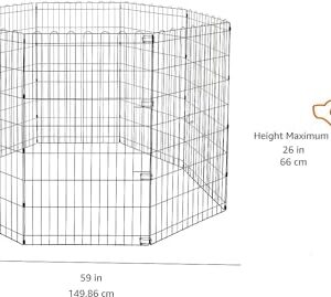 Amazon Basics Foldable Octagonal Metal Exercise Pet Play Pen for Dogs, Fence Pen, No Door, Large, 60 x 60 x 42 Inches, Black