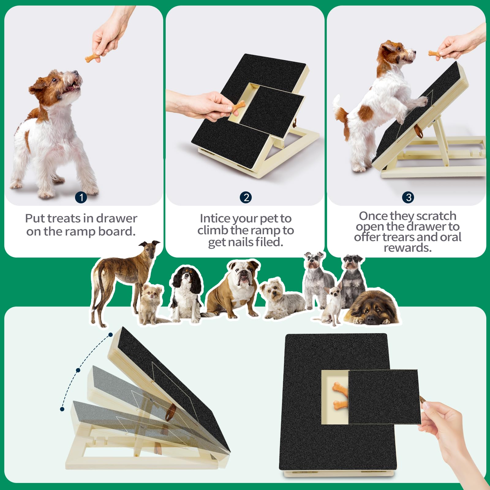 SPAKITCHCE Dog Nail Scratch File Board, Adjustable Height, Suitable for Most Dogs, with Replacement Sandpaper