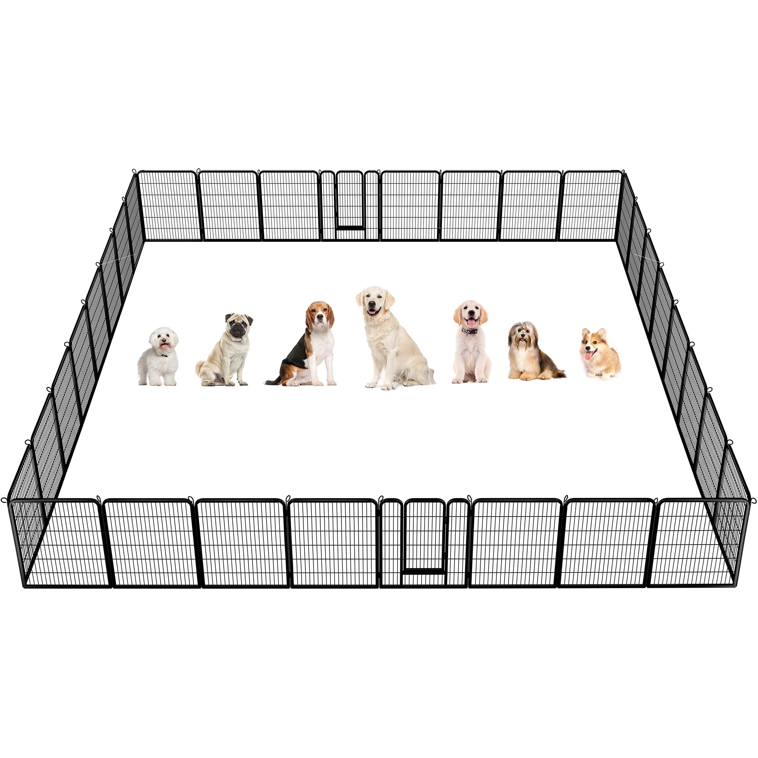 Topeakmart 32 Panels Pet Dog Pen 40 inch Height Heavy Duty Foldable Metal Portable Puppy Exercise Pen Barrier Cat Chicken Rabbit Fence with Door Indoor Outdoor Black